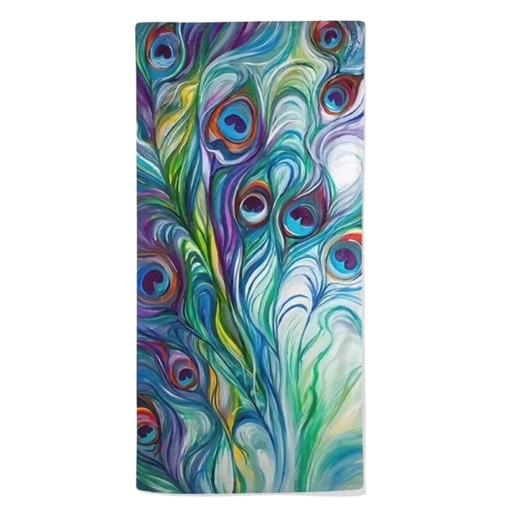One Peacock Feather Hand Bath or Kitchen Towel